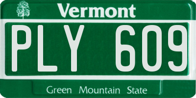 VT license plate PLY609