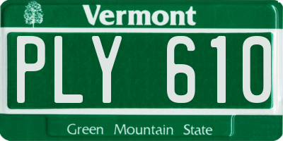 VT license plate PLY610