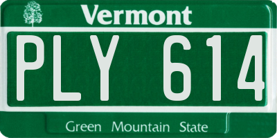 VT license plate PLY614