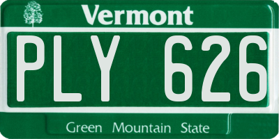 VT license plate PLY626