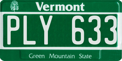 VT license plate PLY633