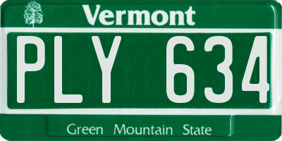 VT license plate PLY634