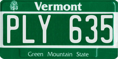 VT license plate PLY635