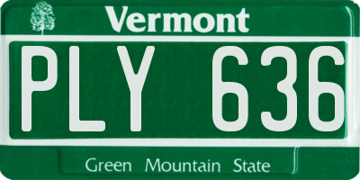 VT license plate PLY636