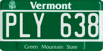 VT license plate PLY638