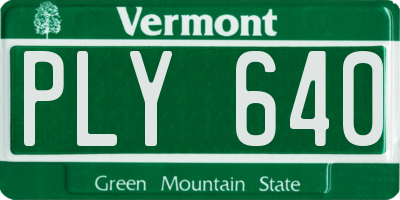 VT license plate PLY640
