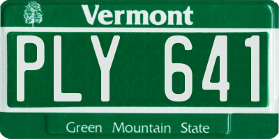 VT license plate PLY641