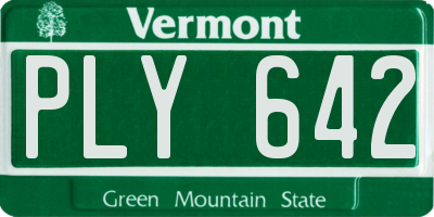 VT license plate PLY642