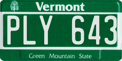 VT license plate PLY643
