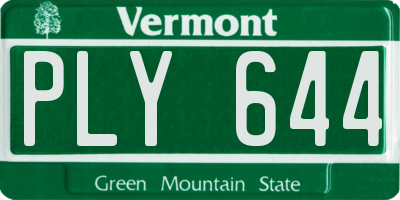 VT license plate PLY644