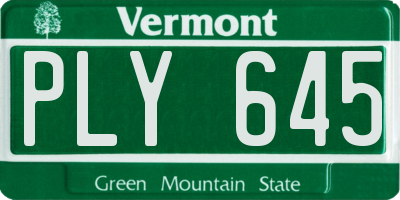VT license plate PLY645