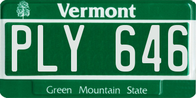 VT license plate PLY646