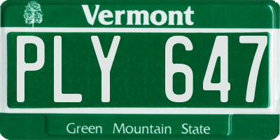 VT license plate PLY647