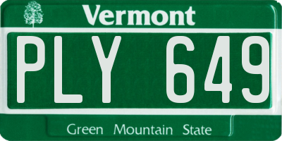 VT license plate PLY649