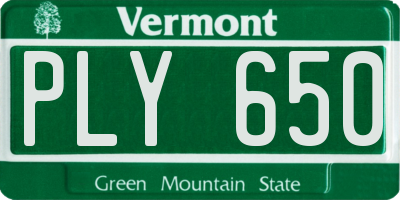 VT license plate PLY650