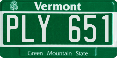 VT license plate PLY651