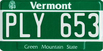 VT license plate PLY653