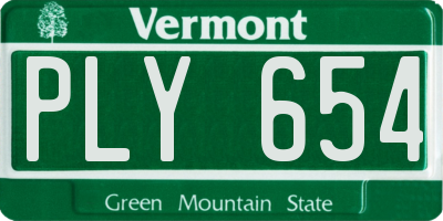 VT license plate PLY654