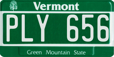 VT license plate PLY656