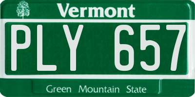 VT license plate PLY657