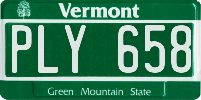 VT license plate PLY658