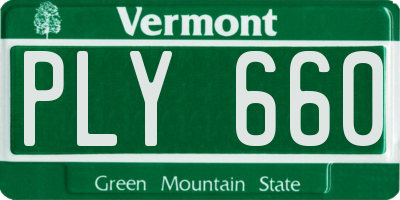VT license plate PLY660