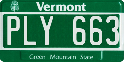 VT license plate PLY663