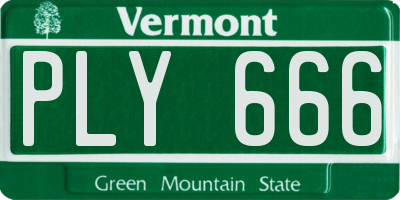 VT license plate PLY666