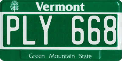 VT license plate PLY668