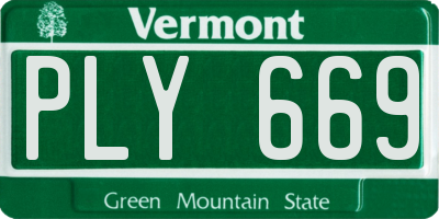 VT license plate PLY669
