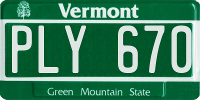 VT license plate PLY670
