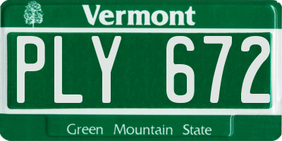 VT license plate PLY672