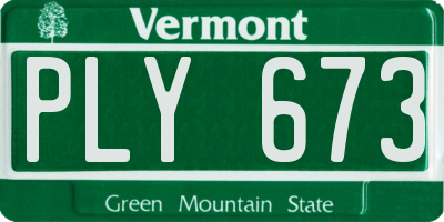 VT license plate PLY673