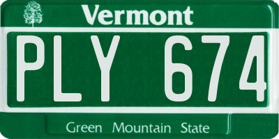 VT license plate PLY674