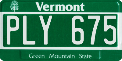 VT license plate PLY675