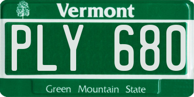 VT license plate PLY680