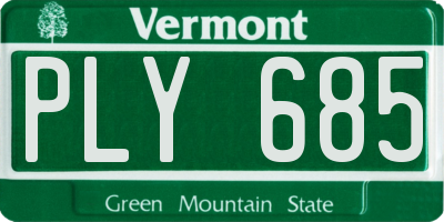 VT license plate PLY685