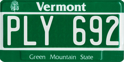 VT license plate PLY692