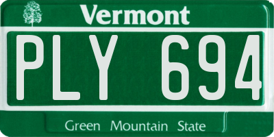 VT license plate PLY694
