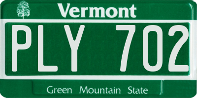 VT license plate PLY702