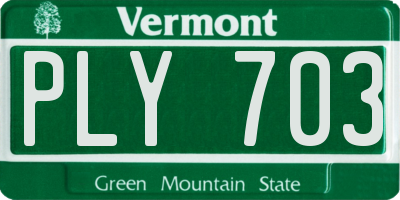 VT license plate PLY703