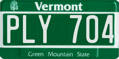 VT license plate PLY704