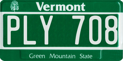VT license plate PLY708