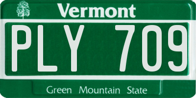 VT license plate PLY709