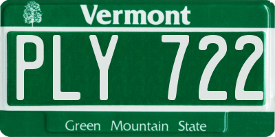 VT license plate PLY722