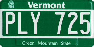 VT license plate PLY725