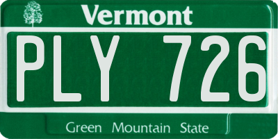 VT license plate PLY726