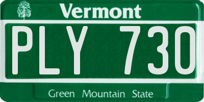 VT license plate PLY730