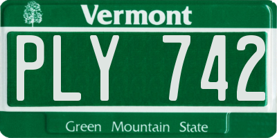 VT license plate PLY742