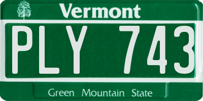 VT license plate PLY743